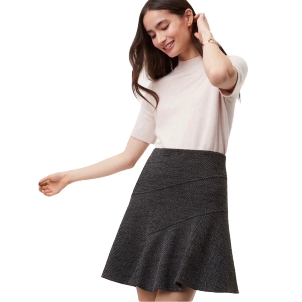Loft Herringbone Flippy Skirt